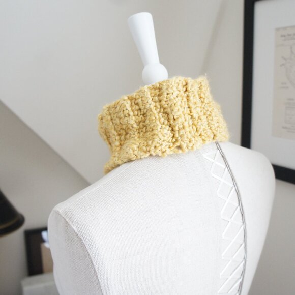 Handmade Mustard Yellow Knit Winter Ski Headband Ear Muff Cowl - Picture 8 of 8